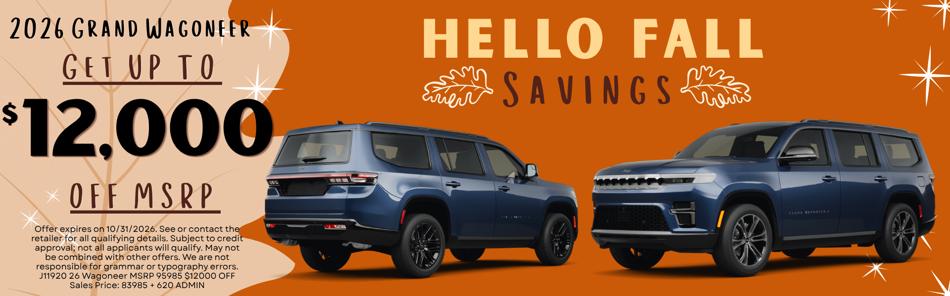 2026 Grand Wagoneer Get up to $12,000 Off MSRP