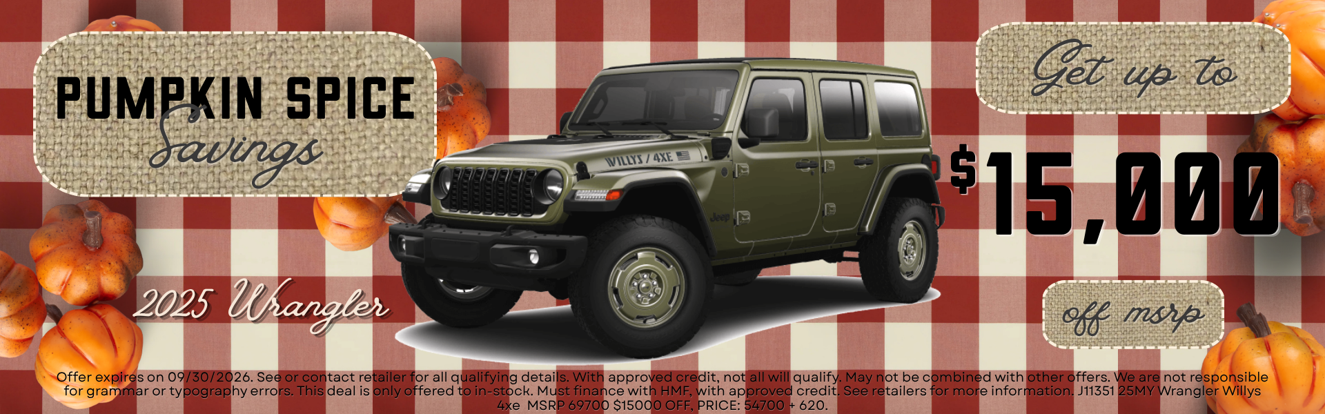 Pumpkin Spice Savings on 2025 Wrangler 