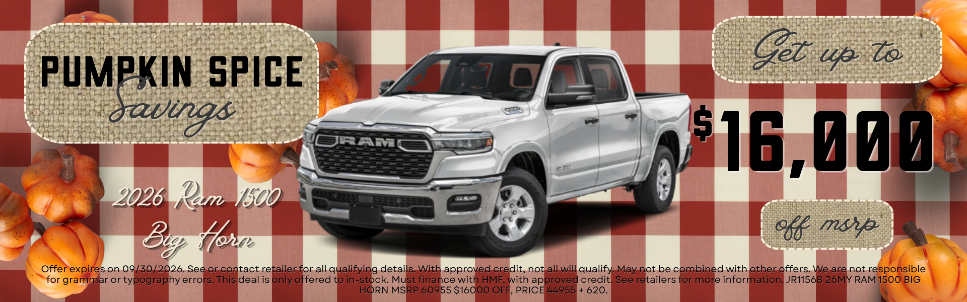 Pumpkin Spice Savings on 2026 Ram 1500 Big Horn 